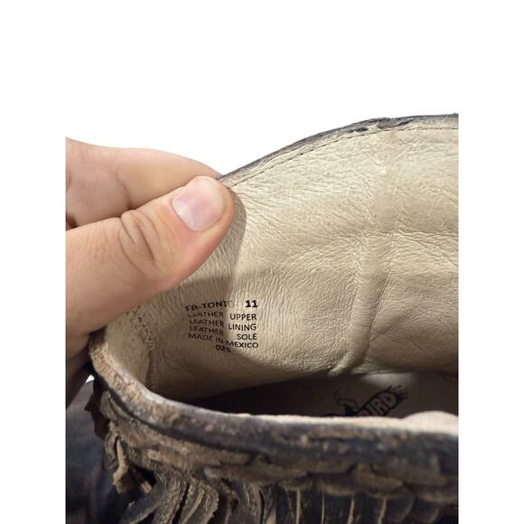 FREEBIRD by STEVEN Women's Sz US 11 Tonto Brown Fringe Leather Booties Boho - Picture 2 of 7